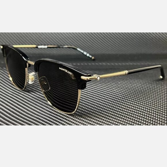 MONT BLANC Black Grey Men's 55 mm Sunglasses